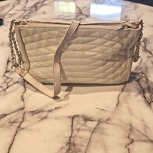 BCBGMAXAZRIA Cream Quilted Shoulder Purse Gold Chain